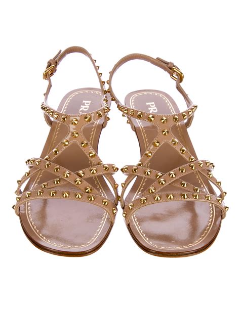 prada leather open toe sandals|prada studded pony skin sandals.